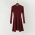 Women Long Sleeve Sweater Dress Women's Irregular Hem Casual Autumn Winter Dress Women O-neck A Line Short Mini Knitted Dresses - menochic